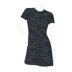 Christian Dior Black Tweed Dress With Metallic Lurex and Sequin Detail